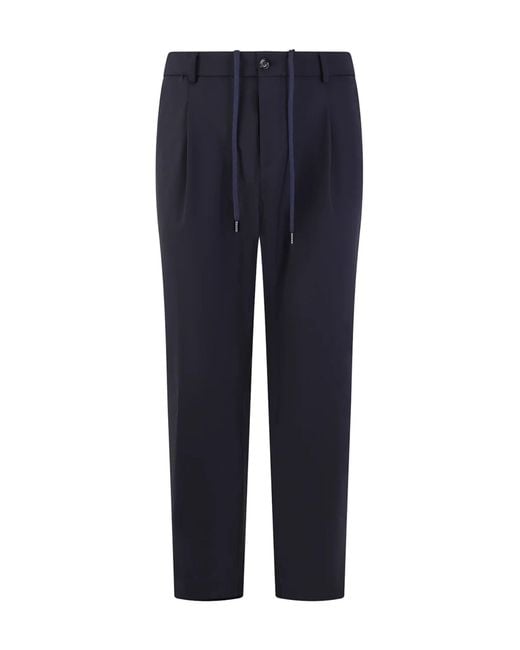 BE ABLE Blue Pleated Trousers With Drawstring for men