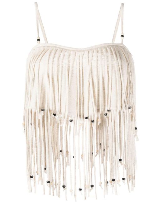Alanui Monsoon Fringed Top in Natural Lyst Canada