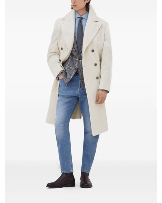 Brunello Cucinelli Natural Cashmere Velvet Coat for men