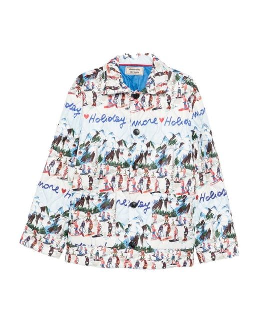 ALESSANDRO ENRIQUEZ White Printed Quilted Jacket