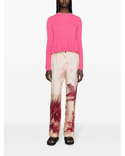 F.R.S For Restless Sleepers Red Etere Silk Trousers