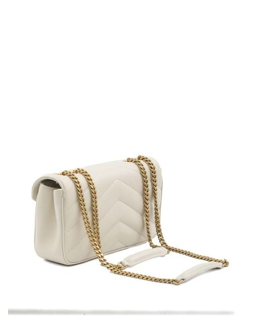 Saint Laurent White Loulou Small Leather Shoulder Bag