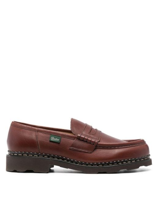 Paraboot Brown Orsay Leather Loafers