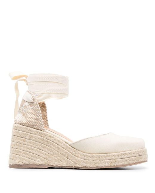 Castaner Natural Tina Wedge Espadrille In Ivory Canvas