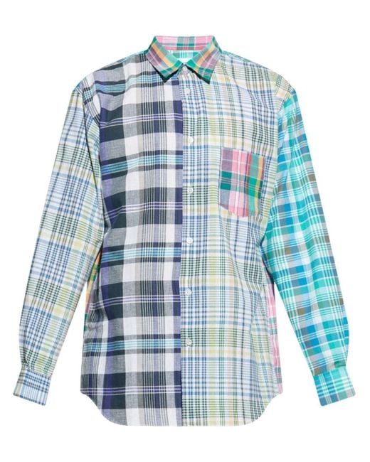 Comme des Garçons Blue Button-Up Spread Collar Shirt With Chest Pocket For for men