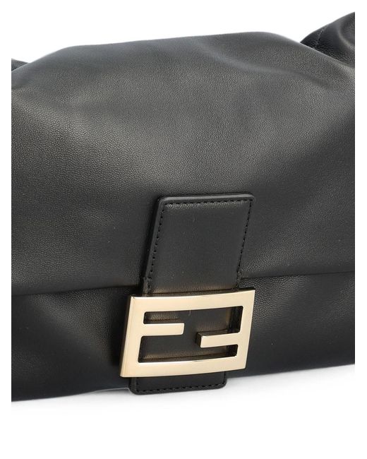 Fendi Black Baguette Medium Leather Handbag