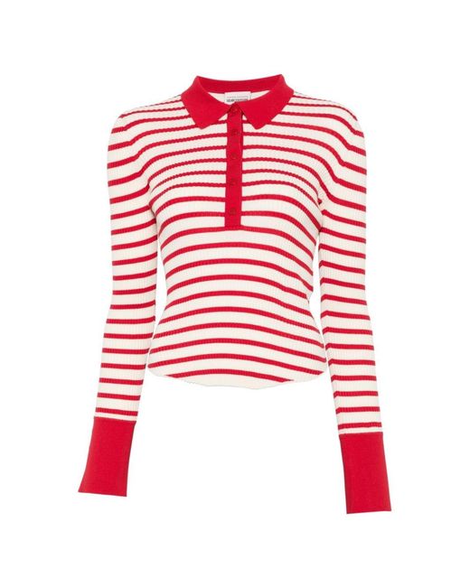 Semicouture Red Aida Striped Cotton Polo Shirt