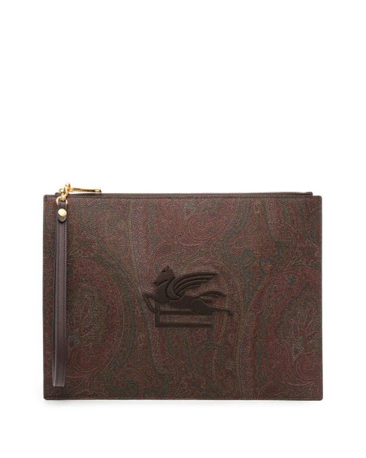 Etro Brown Paisley-jacquard Clutch Bag for men