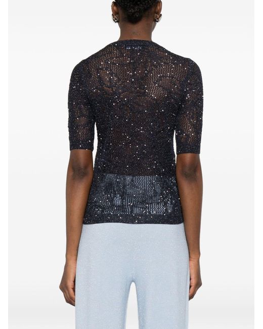 Fabiana Filippi Black Openwork T-Shirt