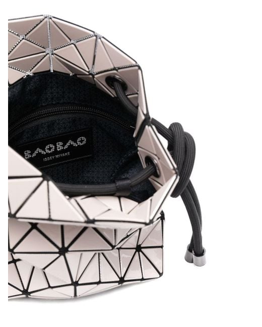 Issey Miyake White Geometric-Pattern Drawstring Shoulder Bag
