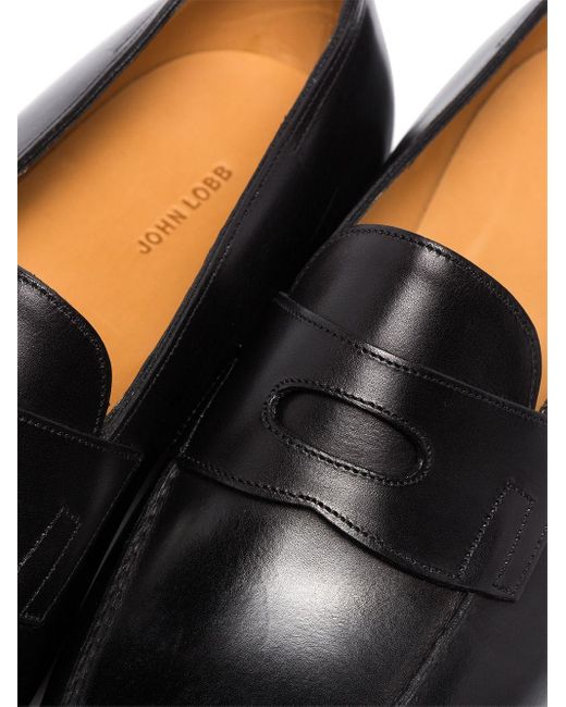 John Lobb Black Lopez Slipon Loafers for men