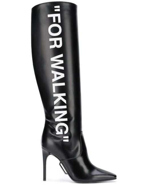 ロングブーツ OFF WHITE Black Leather For Walking Boots 20534673_50824063_600.jpg