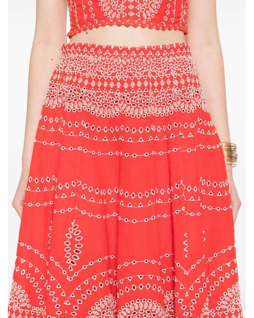 Charo Ruiz Red Livvy Midi Skirt