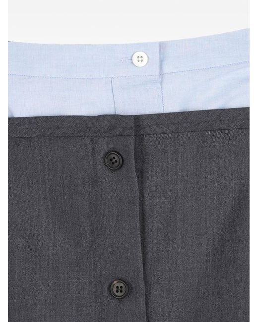 Prada Gray Wool Midi Skirt