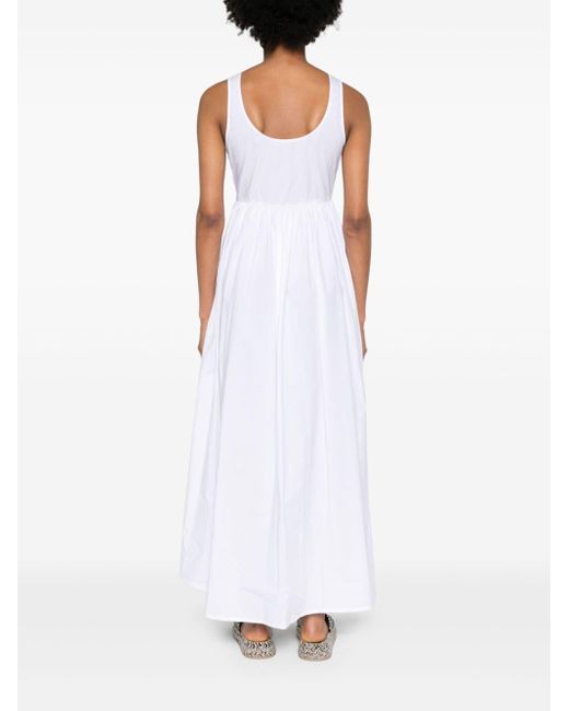 Emporio Armani White Sleeveless Cotton Midi Dress