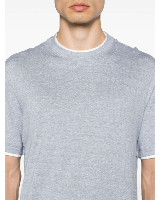 T-shirt In Jersey Di Cotone di Brunello Cucinelli in Gray da Uomo