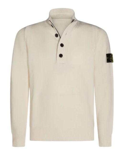 Stone Island Natural Wool Turtleneck Sweater for men