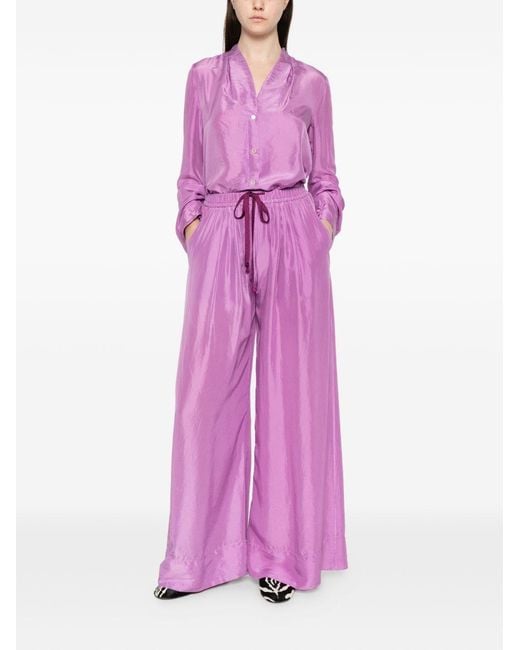 Forte_forte Purple Silk Drawstring Trousers