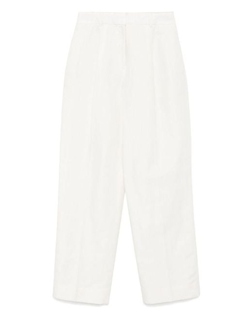 Calvin Klein White Pleat-Detail Trousers