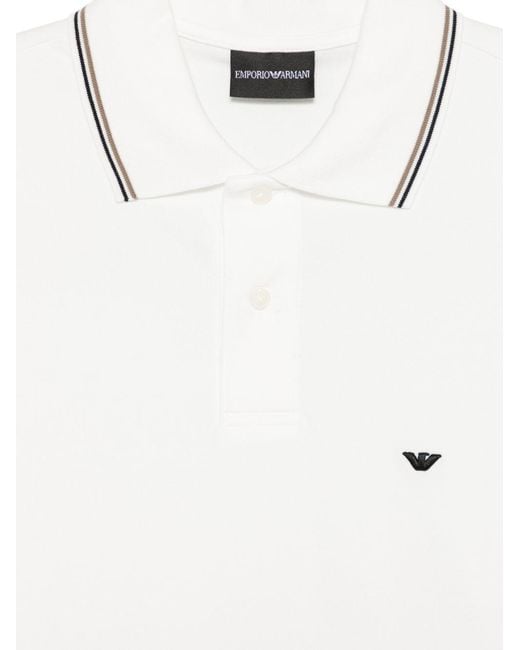 Emporio Armani White Logo Cotton Polo Shirt for men
