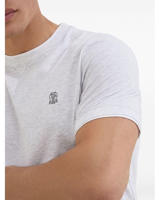 T-Shirt Con Design A Strati di Brunello Cucinelli in White da Uomo