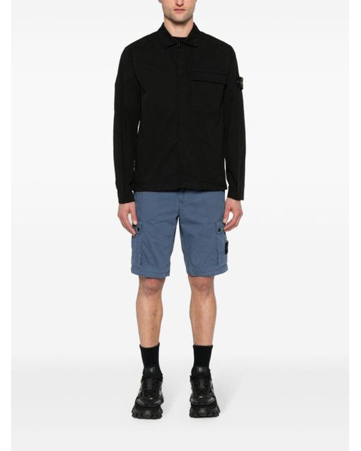 Stone Island Black Overshirt In Cotone for men