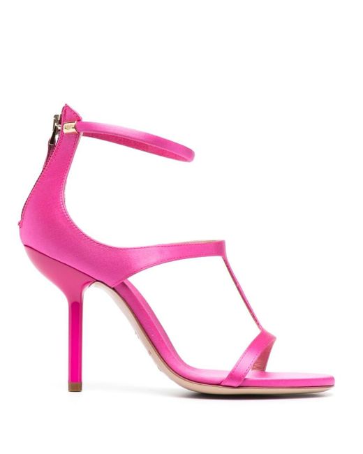 Emporio Armani Open-toe 90mm Leather Sandals in Pink | Lyst