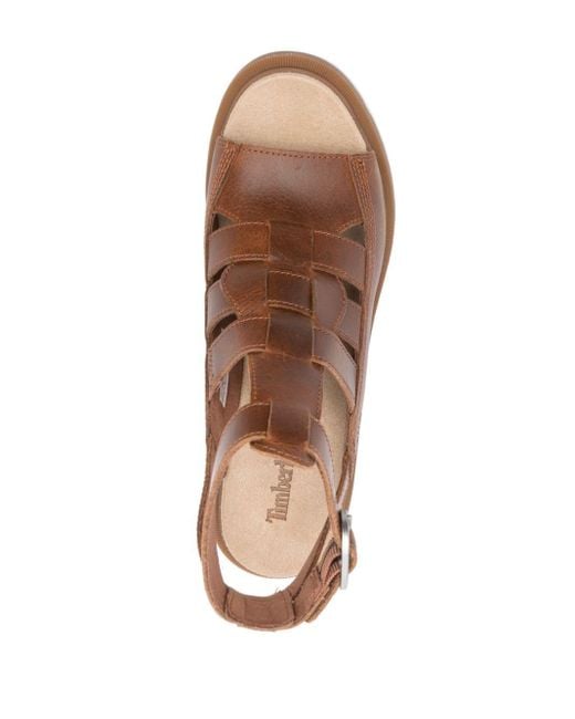 Timberland Brown 95mm Logo-debossed Leather Sandals