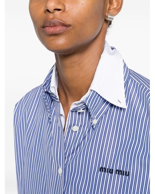 Miu Miu Purple Logo Cotton Shirt