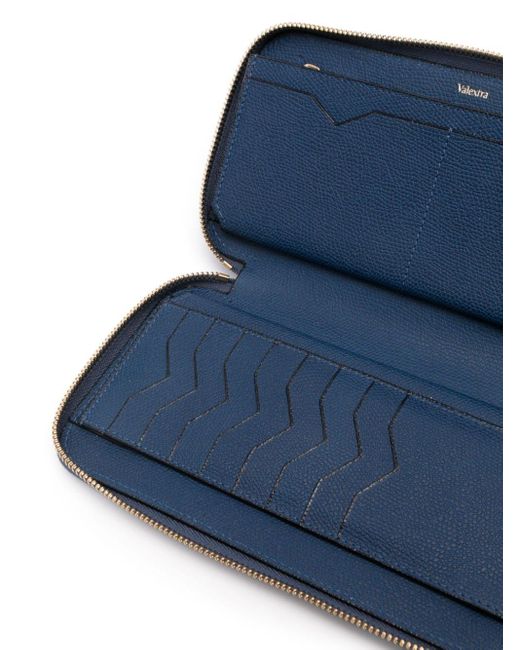 Valextra Blue Leather Continental Wallet