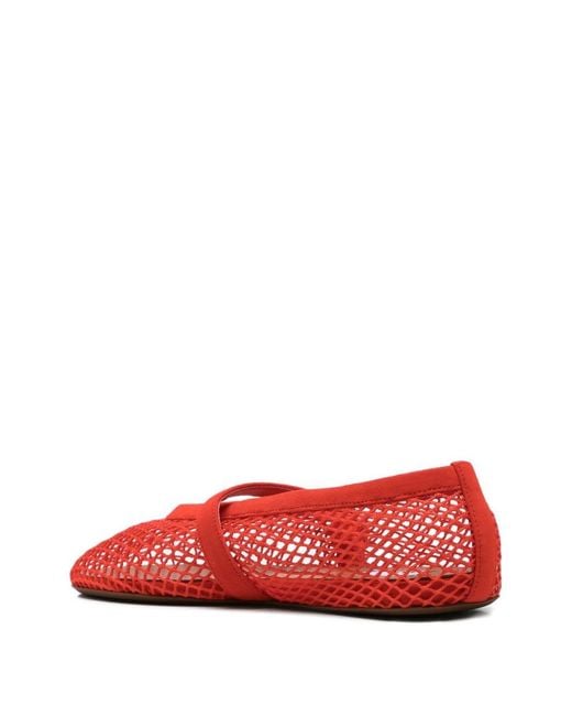 Alaïa Red Fishnet Ballet Flats