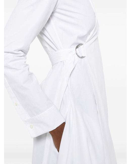 Loewe White Cotton Draped Dress