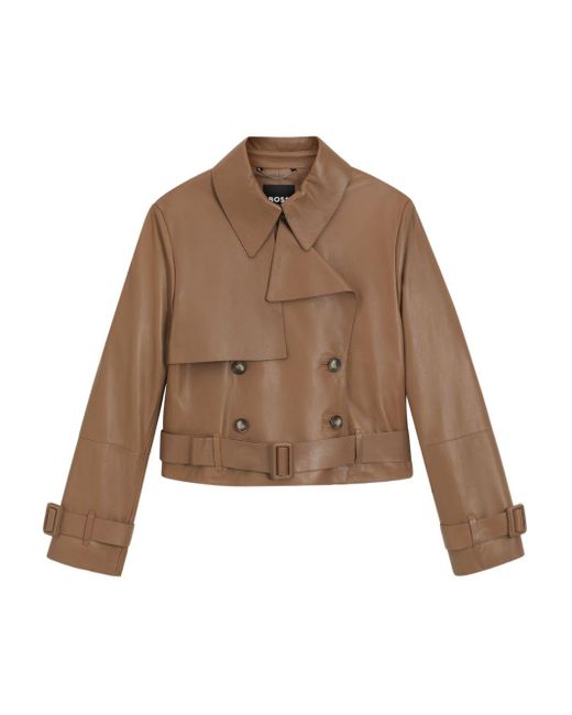 Boss Brown Satela Leather Jacket