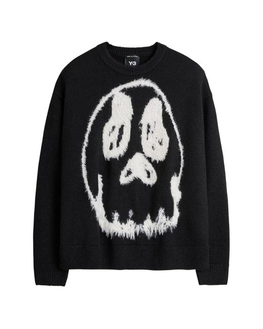 Y-3 Black Wool Blend Crenwneck Sweater for men