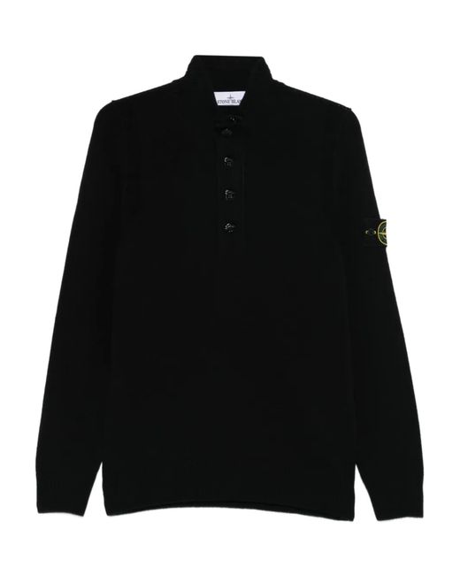 Stone Island Black Wool Turtleneck Sweater for men