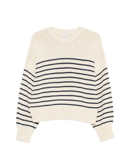 Alysi White Cotton Crewneck Sweater