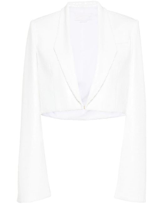 Genny White Sequinned Cropped Blazer