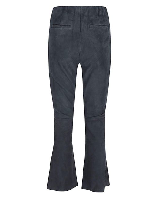 Pantalone Cropped Scamosciato A Zampa di Via Masini 80 in Blue