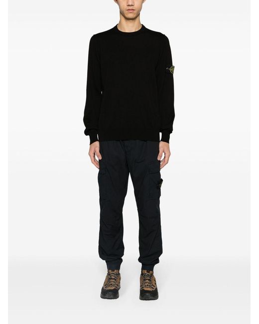 Stone Island Black Crew Neck Sweater With Logo for men