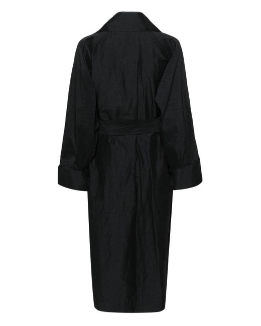Issey Miyake Black Shaped Membrane Belted Maxi Coat