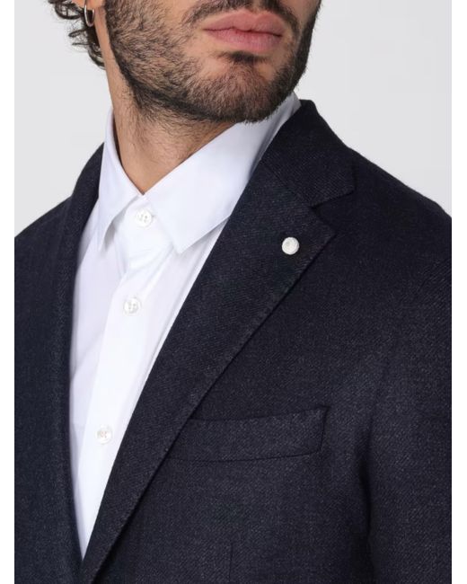 Luigi Bianchi Blue Wool And Cashmere Blend Jacket for men