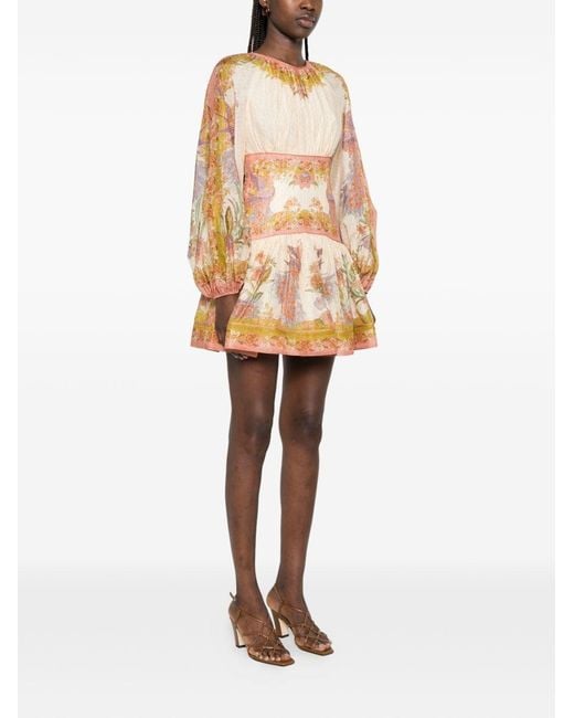 Zimmermann Natural Indra Printed Mini Dress
