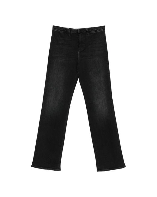 Gucci Black Web-Stripe Wide-Leg Jeans
