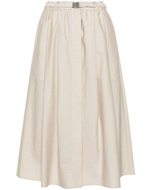 Brunello Cucinelli Natural Cotton Blend Midi Skirt