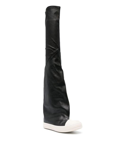 Rick Owens White Thigh-high Leather Sneaker Boots