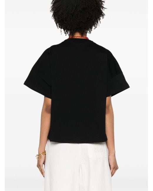 Loewe-Paulas Ibiza Black Boxy Fit Cotton T-shirt