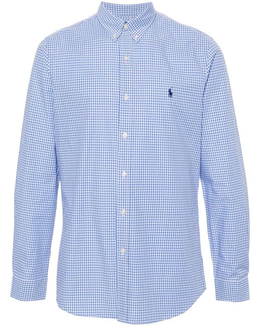 Polo Ralph Lauren Blue Slim Fit Checked Stretch Poplin Shirt for men