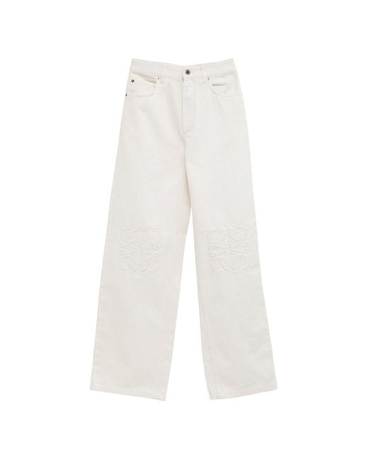 Loewe White Anagram Baggy Jeans