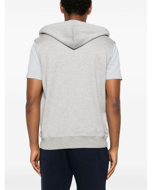 Brunello Cucinelli Gray Cotton Sleeveless Hoodie for men