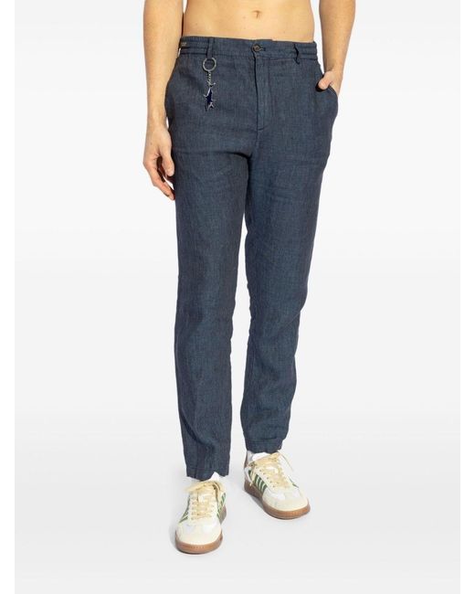 Paul & Shark Blue Linen Trousers for men